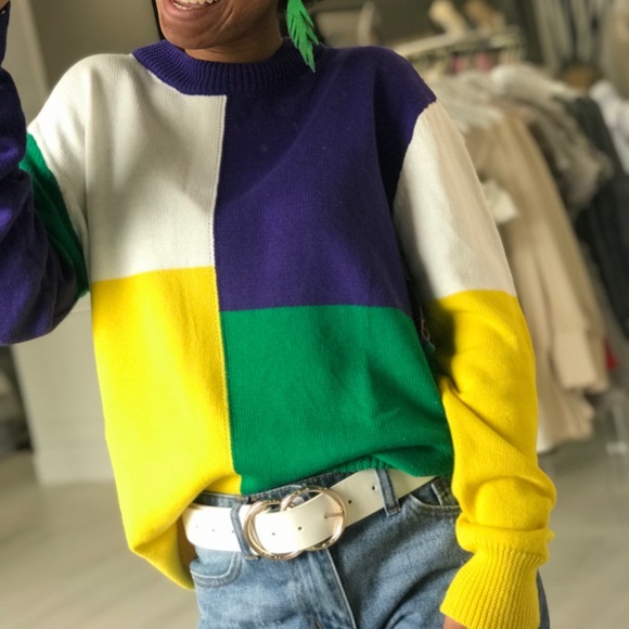 Mardi Gras Color Block Sweater | Poshmark